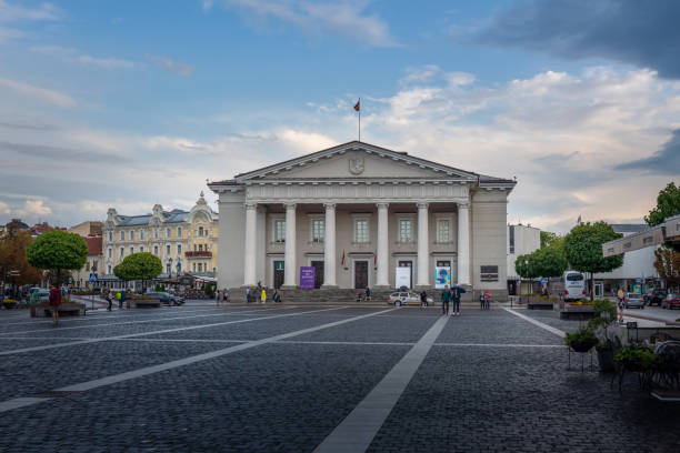Vilnius, Lithuania - Jul 25, 2019: Vilnius Town Hall at Town Hall Square - Vilnius, Lithuania