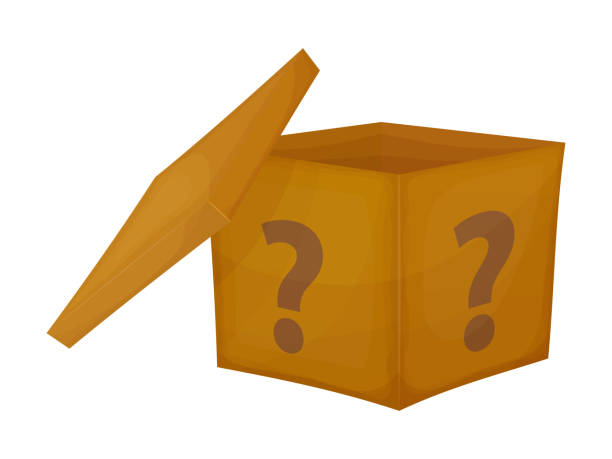 tajemniczy konkurs kartonowe pudełko. tajemnicze pudełko ikona pytania prezentowego. - ox tail stock illustrations