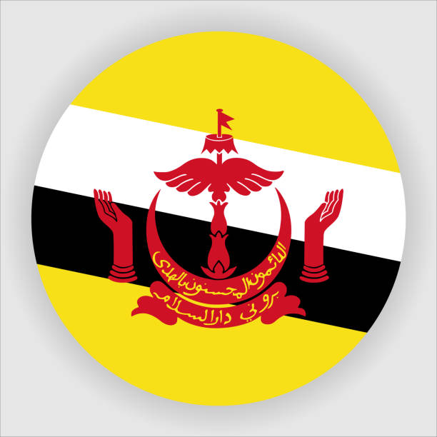 ブルネイフラットラウンドカントリーフラグボタンアイコン - brunei flag点のイラスト素材／クリップアート素材／マンガ素材／アイコン素材