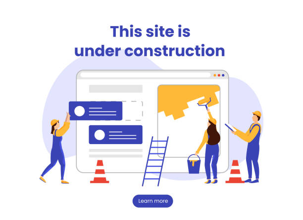 Website under construction page. Web Page Under Construction. Website under maintenance page. Web Page Under maintenance. Flat isometric vector illustration banner design isolated on white background. Website under construction page. Web Page Under Construction. Website under maintenance page. Web Page Under maintenance. Flat isometric vector illustration banner design isolated on white background. repairing construction site construction web page stock illustrations