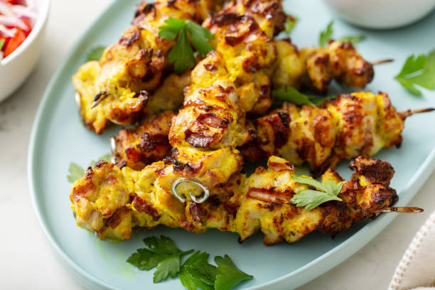 istock Chicken kebab with tzatziki sauce 1348158711
