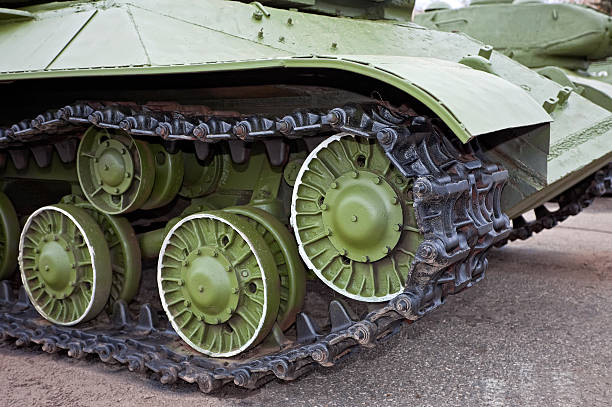 istock Caterpillars of the old Soviet light tank 134816932