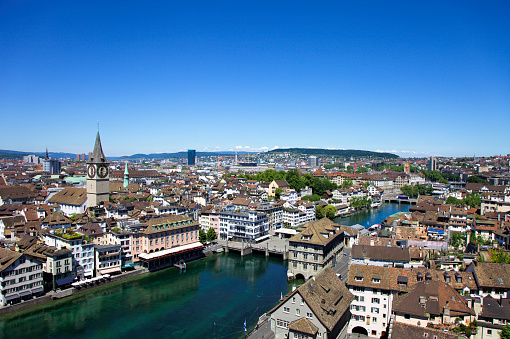 The river Limmat runs through the city of Zurich.