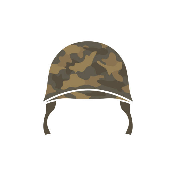 illustrazioni stock, clip art, cartoni animati e icone di tendenza di casco militare o illustrazione immagine vettoriale del cappello dell'esercito. adatto per l'icona, il simbolo o la risorsa di design con l'uso del tema militare o di guerra - soldier hat