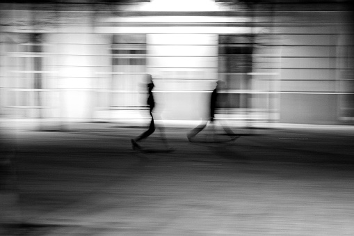 long exposure time on the street - walking