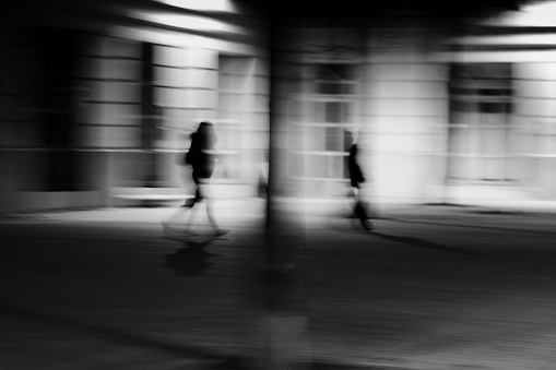 long exposure photography on a street - walking