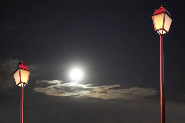 istock Full moon evening Cloud background  Street lighting 1348173162