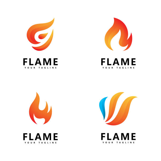 抽象的な火炎のロゴデザイン - fireball big bang fire exploding点のイラスト素材／クリップアート素材／マンガ素材／アイコン素材