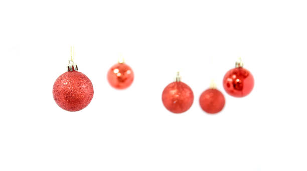 istock Red Christmas ball isolated on white background 1348177582