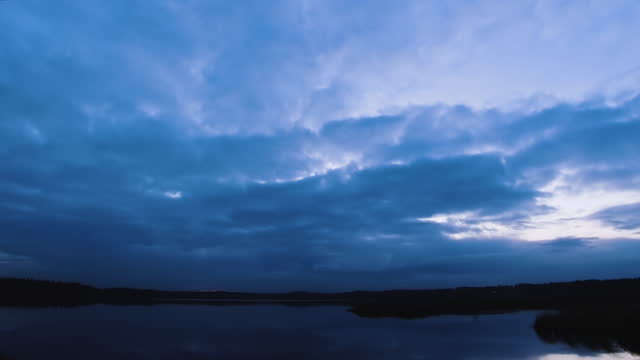Sky Timelapse of lake. Clouds At sunset