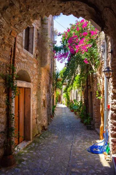 Medieval village of Mesta is one of the main mastihochoria villages, Chios island, Greece.