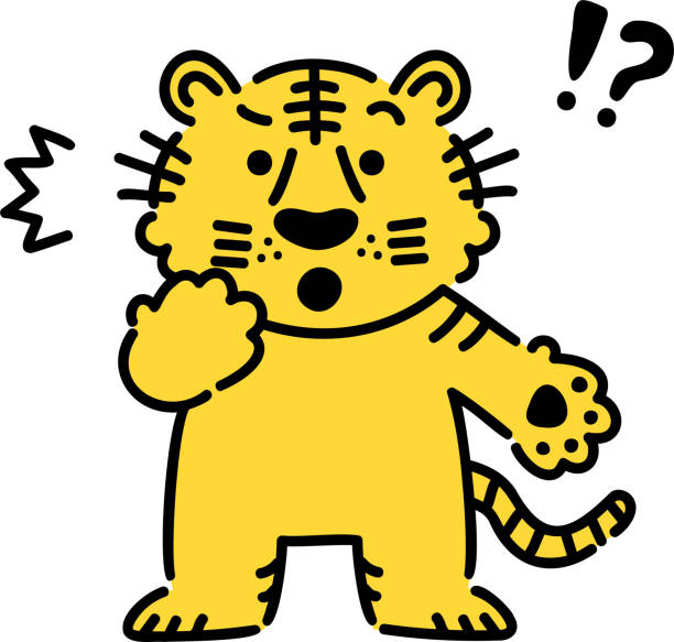 깜짝 마크와 깜짝 호랑이 - tiger zoo animal awe stock illustrations
