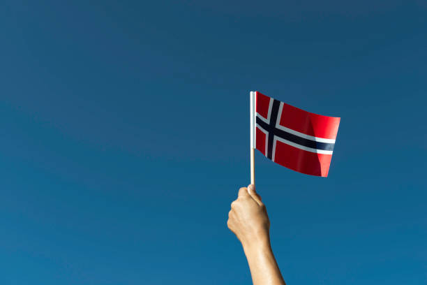 bandiera della norvegia - norwegian flag norway flag freedom foto e immagini stock