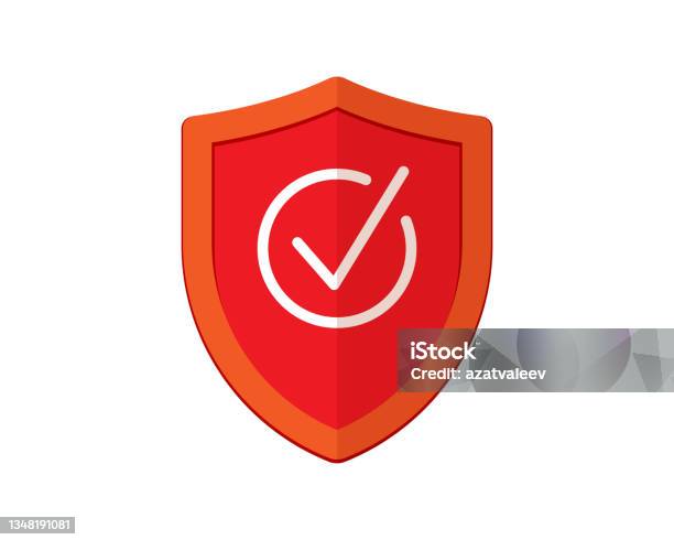 Red Protection Symbol Red Shield With Check Mark Security Symbol Protection And Safety Vector ...