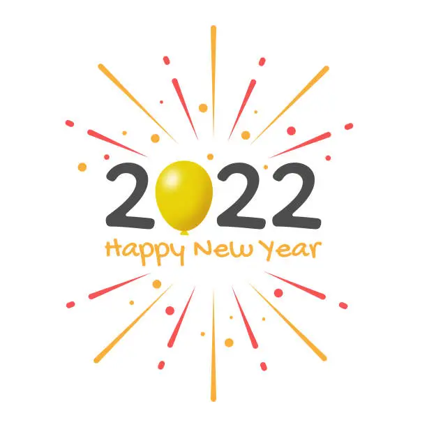 Vector illustration of Happy New Year 2022 Vector Design on White Background.