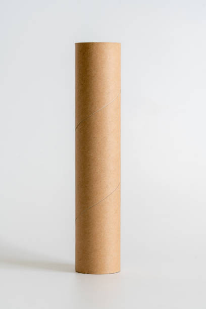 tubo di carta kraft - packaging paper cardboard rolled up foto e immagini stock