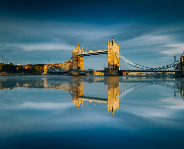 istock Tower Bridge London cityscape panorama with River Thames reflections 1348194909