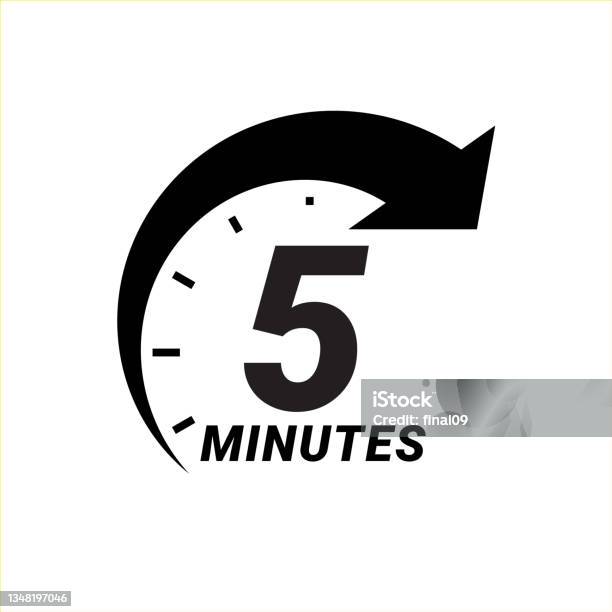 Minute Timer Icons Sign For Five Minutes Stock Illustration - Download Image Now - Minute Hand, Number 5, Timer