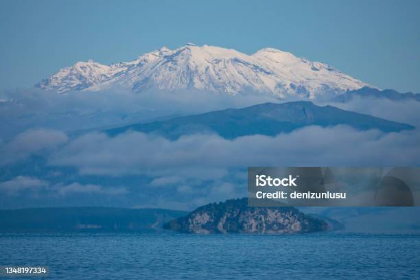 Mt Ngauruhoe And Mt Ruapehu View From Lake Taupo Stock Photo - Download Image Now - New Zealand, Lake Taupo, Manawatu