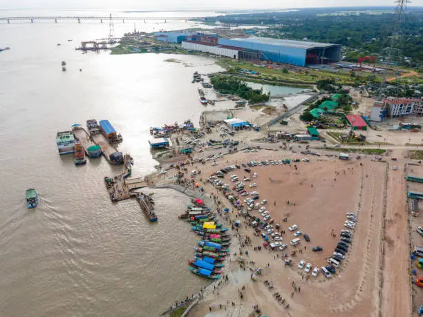 Aerial View of Mawa Ferry Ghat During Daytime