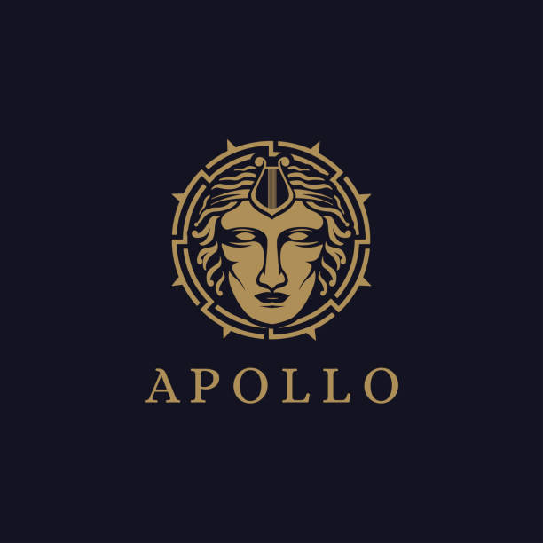 Sun and Head of Apollo God icon illustration vector on dark background Sun and Head of Apollo icon illustration vector on dark background zeus logo stock illustrations