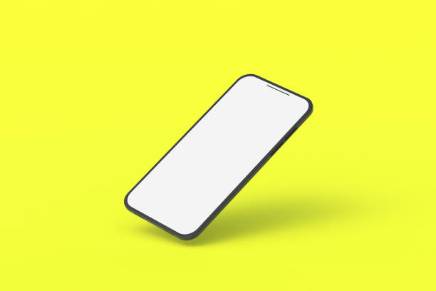 istock One smartphone with isolated white screen on yellow background. 3d render 1348205781