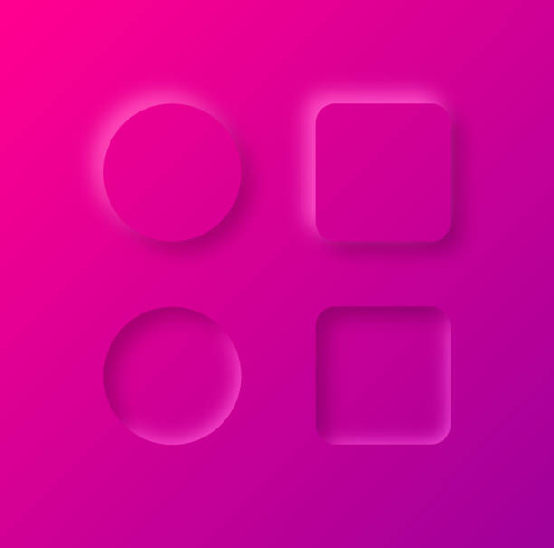 Neumorphic Shapes Neumorphism interface circle and square GUI interactive design elements. breast cancer symbol for facebook stock illustrations