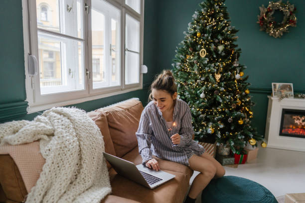 istock Having a virtual Christmas celebration with my family 1348207788