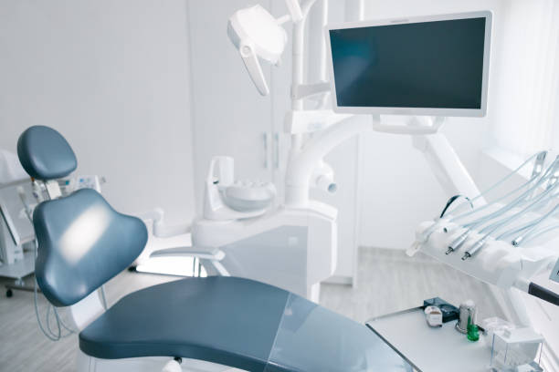 Modern dental office room with dentist chair