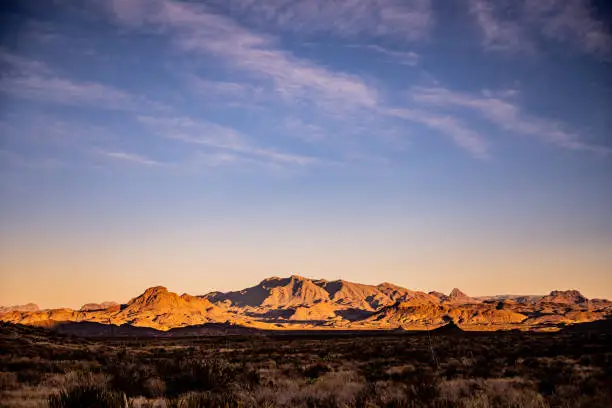 Tule Mountain Lit By Morning Light with the Shadowy Valley Below in vast Big Bend National Park