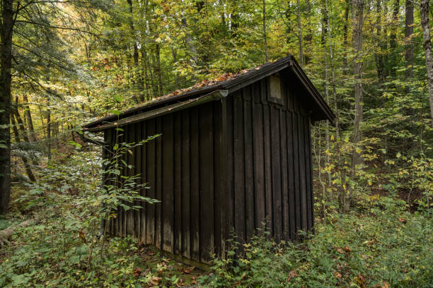 istock Three Quarter View of Small Barn In Forest 1348231981