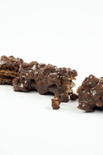 istock Chocolate caramel wafer on white background 1348233633