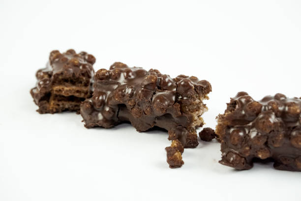 istock Chocolate caramel wafer on white background 1348233674