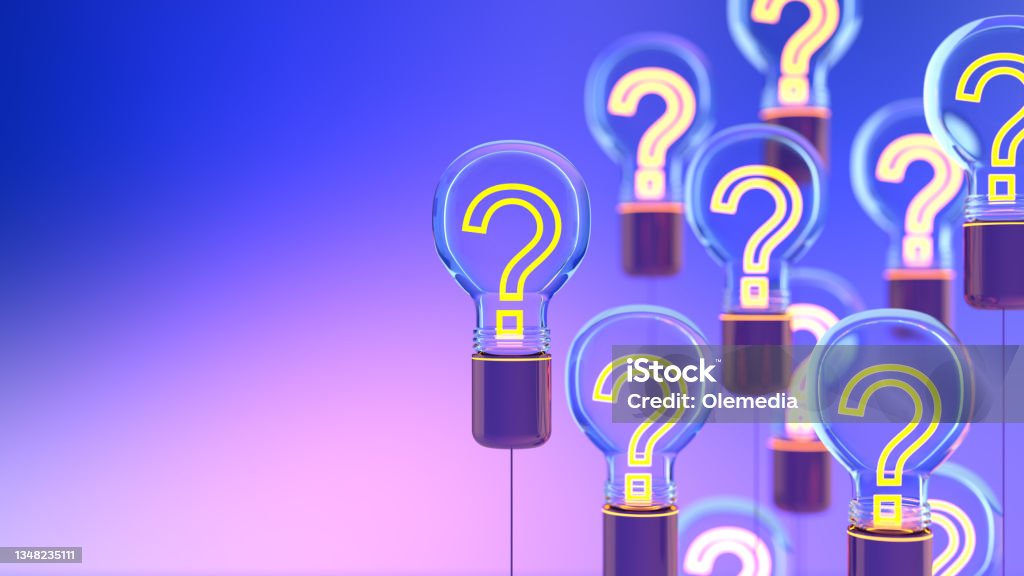 Innovation and new ideas lightbulb concept with Question Mark creativity concept Question Mark Stock Photo