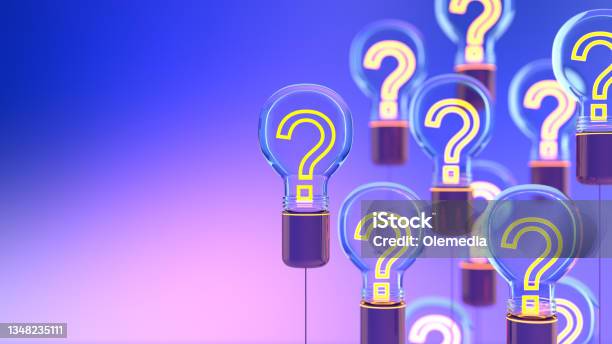 Innovation And New Ideas Lightbulb Concept With Question Mark Stock Photo - Download Image Now