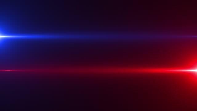 Red and Blue Lights Police beacon on a black background. Police flashing light, Emergency lights flashing in the dark, Optical Lens Flare Effect.  Light leaks Pulsing and Glowing in 4K seamless loop. Police Lights Strobe Efect.