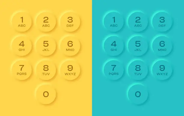 Vector illustration of Modern Neumorphic Phone Dialing Number Pad
