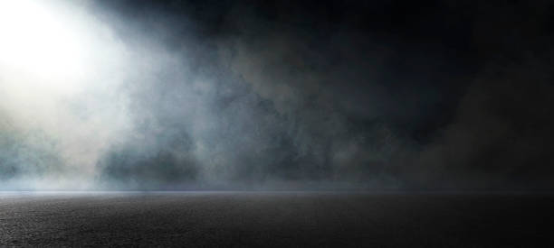 istock Black asphalt road and empty dark street scene background 1348238303