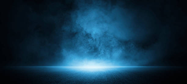 Dark street, asphalt abstract dark blue background, empty dark scene, neon light, spotlights Dark street, asphalt abstract dark blue background, empty dark scene, neon light, spotlights The concrete floor and studio room with smoke float up the interior texture for display products floor length stock pictures, royalty-free photos & images