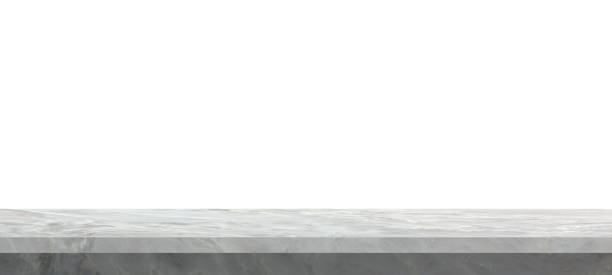 istock Whitestone marble table top isolated on white background 1348238379