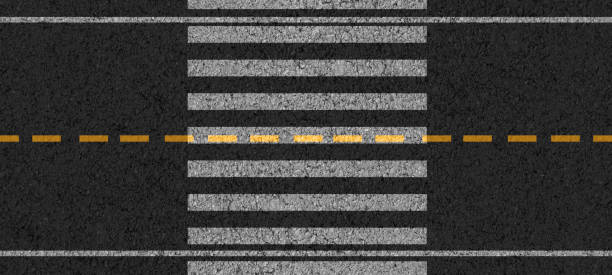 istock Crosswalk top view on asphalt on the road for safety 1348238929