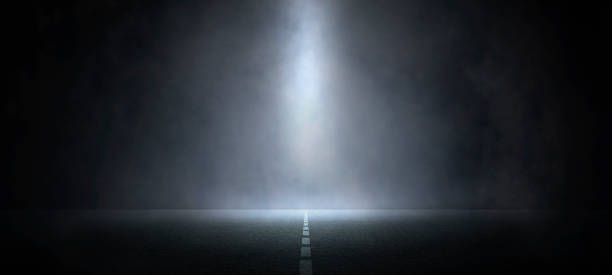 istock Black asphalt road and empty dark street scene background 1348238960