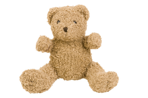 Vintage teddy bear, isolated on white, clipping path included