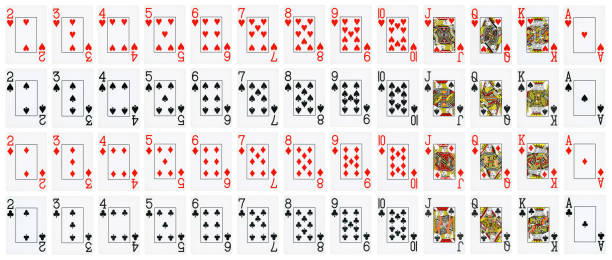 jeu de cartes à jouer complet - isolé - ace of hearts photos et images de collection