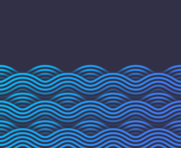 ilustrações de stock, clip art, desenhos animados e ícones de waves line background pattern - water ocean