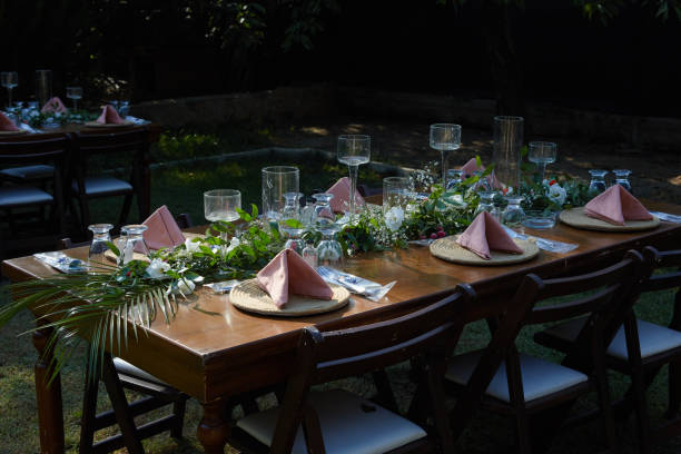 istock Still life of a dining table at a country wedding 1348247083