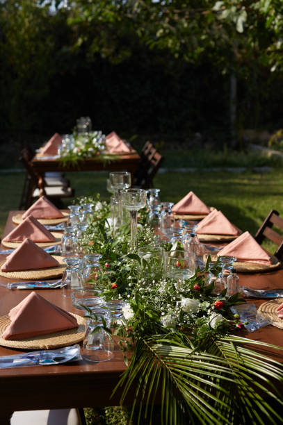 istock Still life of a dining table at a country wedding 1348247100