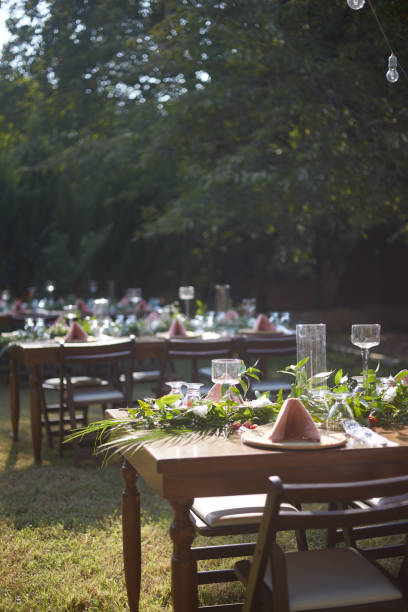 istock Still life of a dining table at a country wedding 1348247112