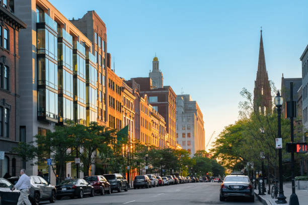 뉴베리 스트리트 백 베이 보스턴 - boston back bay residential district architecture 뉴스 사진 이미지