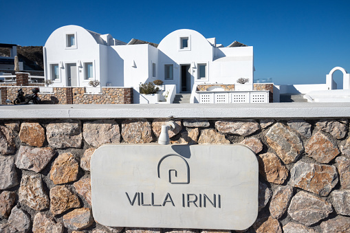 Villa Irini Fira on Santorini in The Cyclades, Greece. This is a three star hotel.